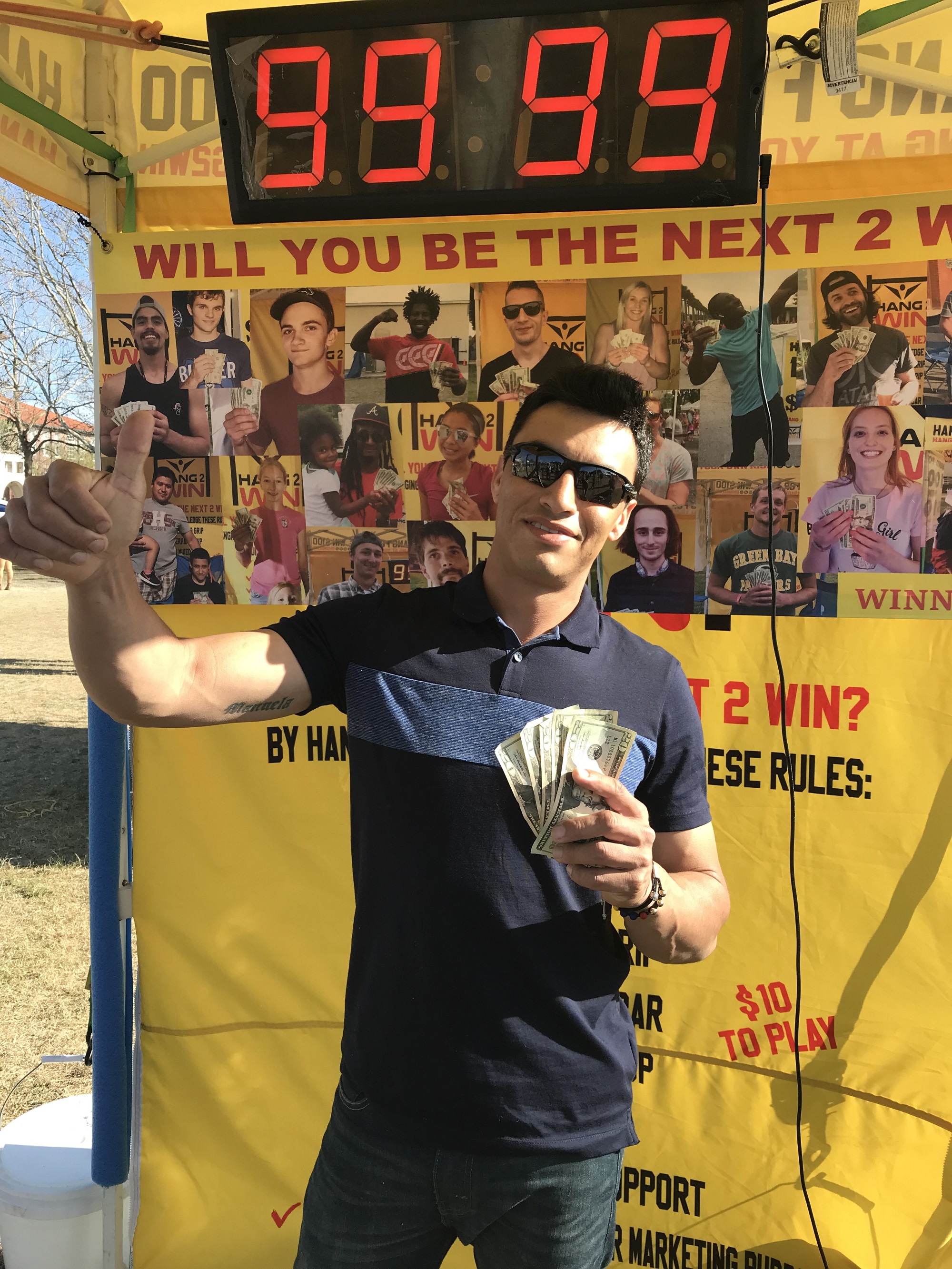 Hang Challenge participant at a Hang2Win event